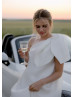 One Shoulder Ivory Organza Romantic Wedding Dress